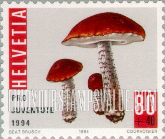 FindYourStampsValue: Semi-Postal, Mushrooms: Red boletus