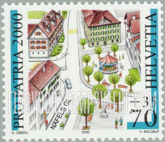 FindYourStampsValue: Semi-Postal, Cities With Pro Patria Foundation Renovation Projects: Näfles