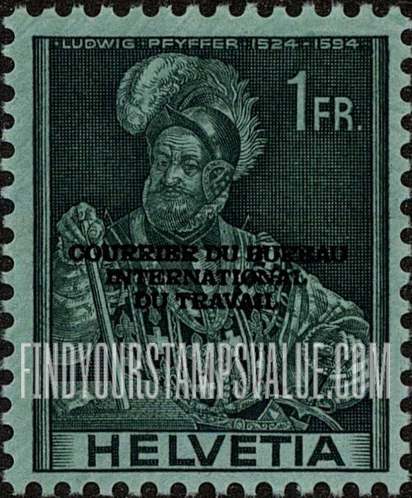 FindYourStampsValue: For The International Labor Bureau: Ludwig Pfyffer