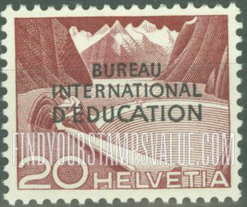FindYourStampsValue: For The International Bureau of Education: Reservoir, Grimsel