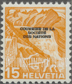 FindYourStampsValue: For The League of Nations: Rhone Glacier