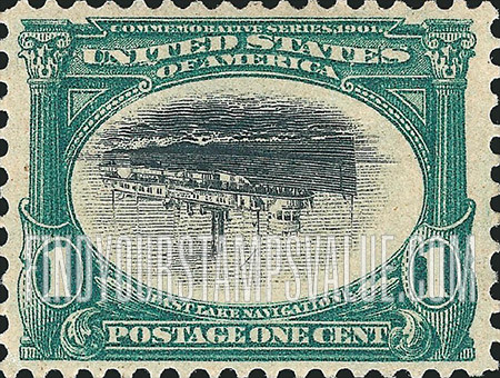 FindYourStampsValue: PAN-AMERICAN EXPOSITION - Fast Lake Navigation - Center Inverted Error