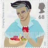 FindYourStampsValue: Great Britain (United Kingdom): Changing Tastes in Britain - Man with Bowl of Fruit