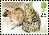 FindYourStampsValue: Great Britain (United Kingdom): Cats - Siamese, Tabby Cats