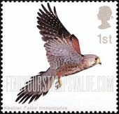 FindYourStampsValue: Great Britain (United Kingdom): Birds of Prey - Kestrel in Flight