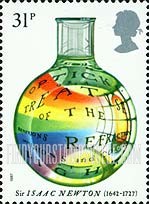 FindYourStampsValue: Great Britain (United Kingdom): Sir Isaac Newton, Physicist, Mathematician - Opticks Treatise of the Refraction, Reflections and Colors of Light
