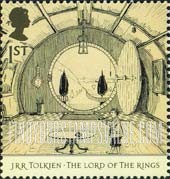 FindYourStampsValue: Great Britain (United Kingdom): Publication of The Lord of the Rings, by J.R.R. Tolkien, 50th Anniversary - Hall at Bag-End