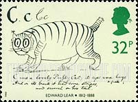 FindYourStampsValue: Great Britain (United Kingdom): Nonsensical Drawings by Edward Lear - "C" is for Cat, Alphabet Book Character