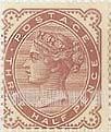 FindYourStampsValue: Great Britain (United Kingdom): Queen Victoria - Three Half Pence Red Brown