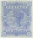FindYourStampsValue: Great Britain (United Kingdom): Queen Victoria - Ten Shillings Ultramarine