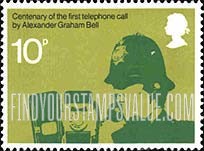 FindYourStampsValue: Great Britain (United Kingdom): Centenary of the First Telephone Call by Alexander Graham Bell - Policeman making Emergency Call