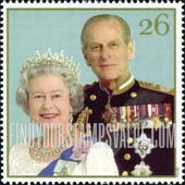 FindYourStampsValue: Great Britain (United Kingdom): Queen Elizabeth II, Prince Philip, 50th Wedding Anniversary - Anniversary Portrait