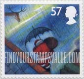 FindYourStampsValue: Great Britain (United Kingdom): Christmas - Santa Claus with Umbrella in Rain, Self-Adhesive Stamp