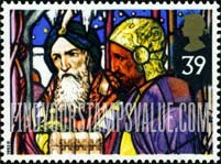 FindYourStampsValue: Great Britain (United Kingdom): Christmas, Stained Glass Windows - Kings Offering Frankincense and Myrrh