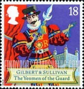 FindYourStampsValue: Great Britain (United Kingdom): Scenes from Comic Operas - Yeoman of the Guard, by Gilbert & Sullivan