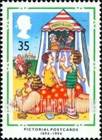 FindYourStampsValue: Great Britain (United Kingdom): British Picture Postcards, Centenary, Seaside Characters - 'Punch and Judy Show'