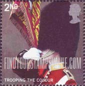 FindYourStampsValue: Great Britain (United Kingdom): Trooping the Color Ceremony - Soldier holding Regimental Flag