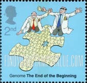 FindYourStampsValue: Great Britain (United Kingdom): Genetics - Scientists with Jigsaw Puzzle