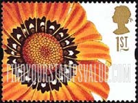 FindYourStampsValue: Great Britain (United Kingdom): Flowers - Gazania Splendens, Booklet Stamp