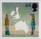 FindYourStampsValue: Great Britain (United Kingdom): World of Invention - People using Telephones, Maps of Great Britain, Ireland and Australia, Self-Adhesive Stamp