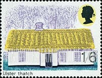 FindYourStampsValue: Great Britain (United Kingdom): British Rural Architecture - Irish Cottage with Ulster Thatching