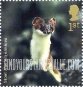 FindYourStampsValue: Great Britain (United Kingdom): Mammals - Stoat