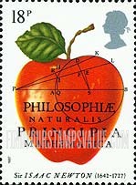 FindYourStampsValue: Great Britain (United Kingdom): Sir Isaac Newton, Physicist, Mathematician - Philosophiae Naturalis Principia Mathematica, 1687
