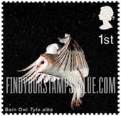 FindYourStampsValue: Great Britain (United Kingdom): Birds of Prey - Barn Owl in Flight