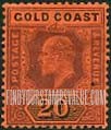 FindYourStampsValue: Gold Coast: King Edward VII - Twenty Shillings