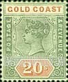 FindYourStampsValue: Gold Coast: Queen Victoria - Twenty Shillings