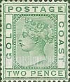FindYourStampsValue: Gold Coast: Queen Victoria - Two Pence