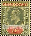 FindYourStampsValue: Gold Coast: King Edward VII - Five Shillings