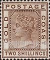 FindYourStampsValue: Gold Coast: Queen Victoria - Two Shillings
