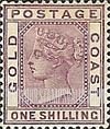 FindYourStampsValue: Gold Coast: Queen Victoria - One Shilling