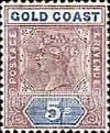 FindYourStampsValue: Gold Coast: Queen Victoria - Five Shillings