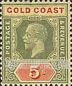 FindYourStampsValue: Gold Coast: King George V - Five Shillings, Die I