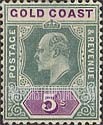 FindYourStampsValue: Gold Coast: King Edward VII - Five Shillings