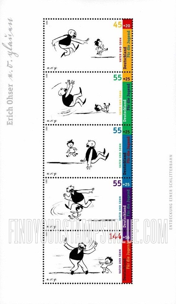 FindYourStampsValue: SEMI-POSTAL - Father and Son, Cartoons by Ehrich Ohser
