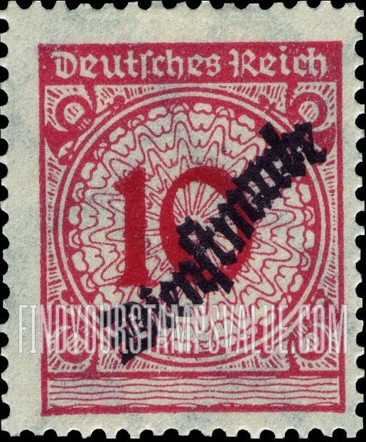 FindYourStampsValue: OFFICIAL - Numeral Value: Same Overprinton Nos, Values in Rentenpfennig