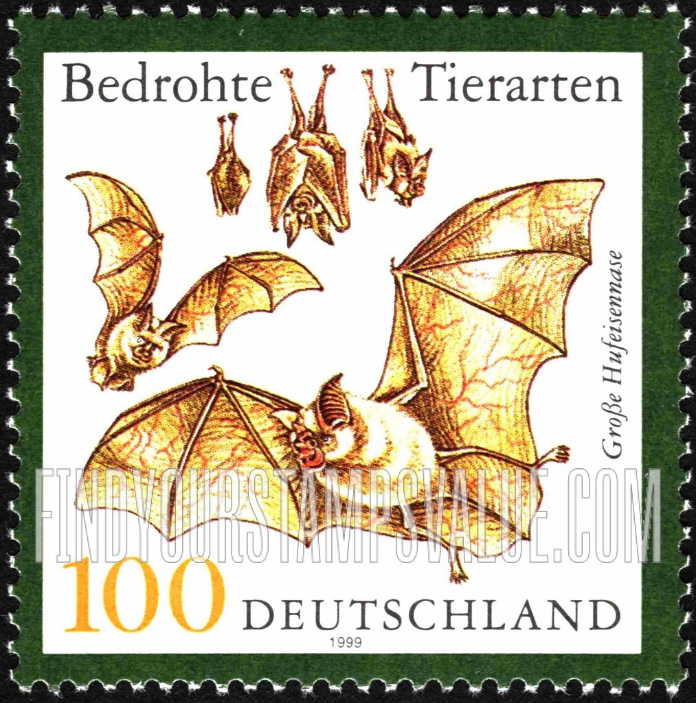 FindYourStampsValue: Endangered Species: Large horseshoe bat