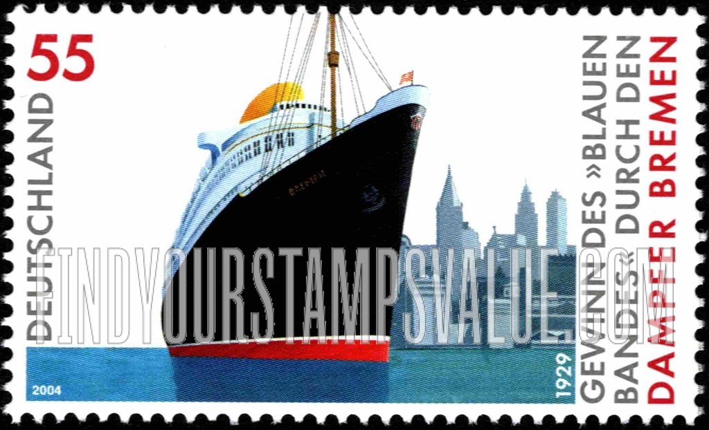 FindYourStampsValue: Transatlantic Speed Record-Breaking Voyage of the Steamship “Bremen,” 75th Anniversary