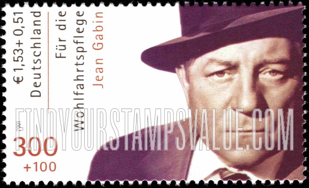 FindYourStampsValue: SEMI-POSTAL - Film Stars: Jean Gabin
