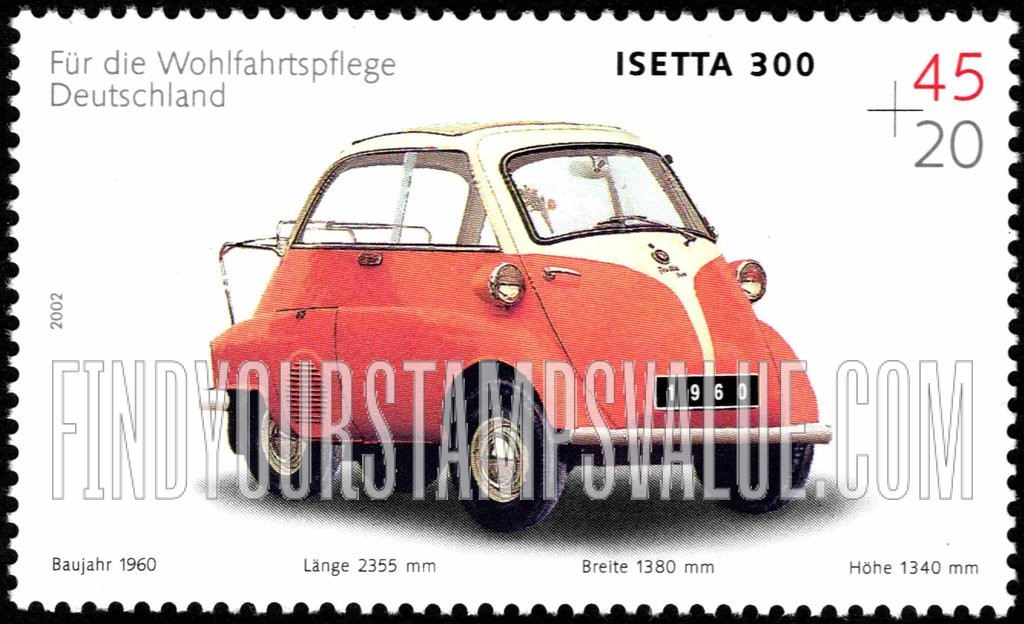 FindYourStampsValue: SEMI-POSTAL - Automobiles: 1960 BMW Isetta 300