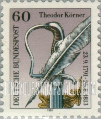 FindYourStampsValue: Theodor Korner (1791-1813), Poet: Sword and pen