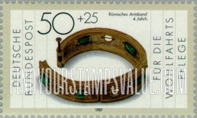 FindYourStampsValue: SEMI-POSTAL - Gold and Silver Artifacts: Roman bracelet, 4th centennial