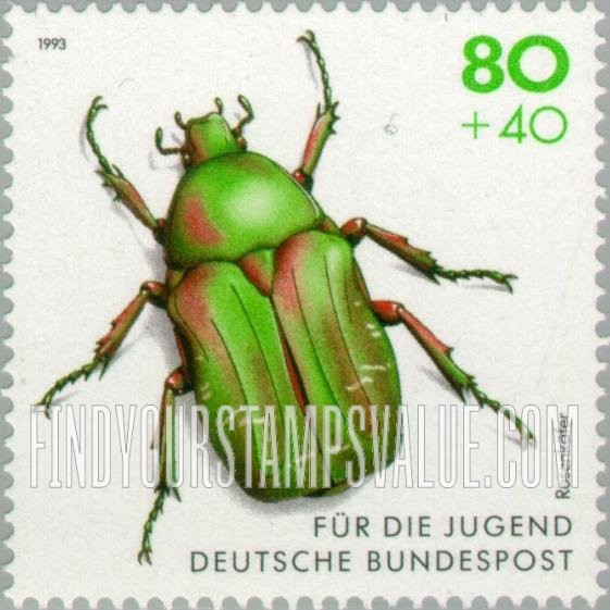 FindYourStampsValue: SEMI-POSTAL - Beetles: Rosenkafer (rose chafer)