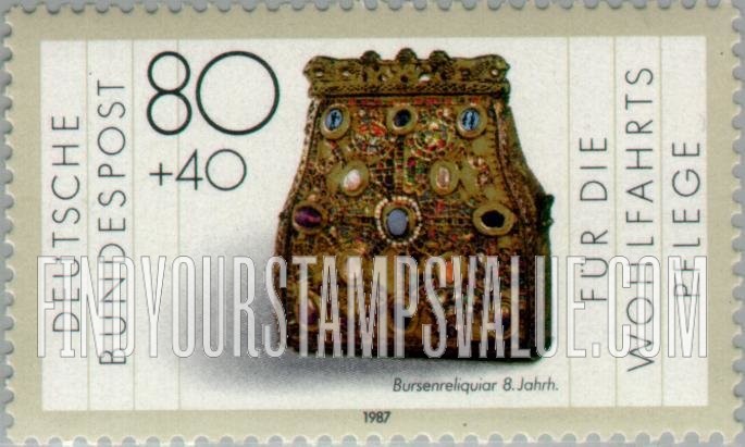 FindYourStampsValue: SEMI-POSTAL - Gold and Silver Artifacts: Purseshaped reliquary, 8th centennial