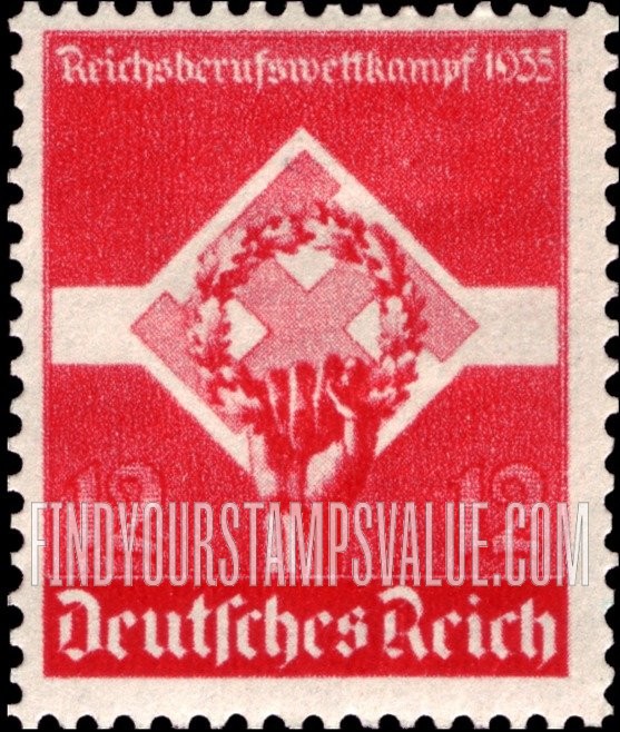 FindYourStampsValue: Young Workers' Professional Competitions - Wreath and Swastika