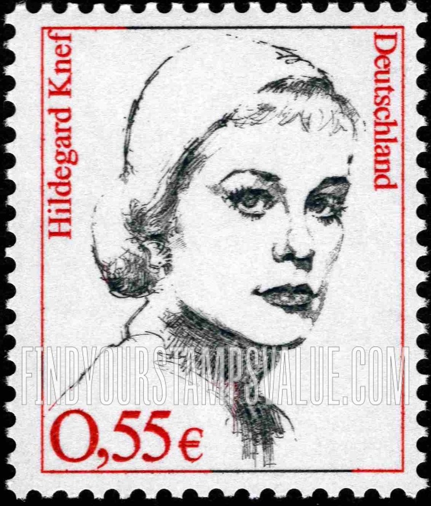 FindYourStampsValue: Famous Women Type of 1986: Hildegard Knef (1925-2002), actress