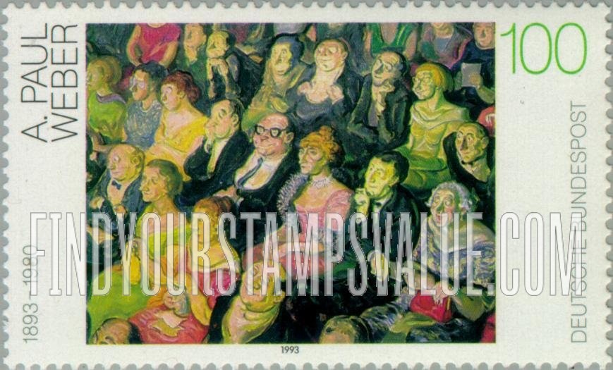 FindYourStampsValue: 20th Century German Paintings: Audience, by A. Paul Weber (1893-1980)